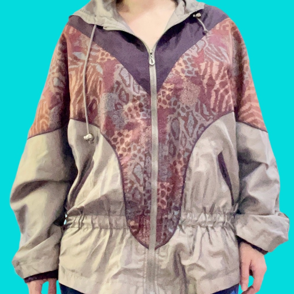 Vintage Unique Animal Print Windbreaker Jacket - Picture 2 of 5